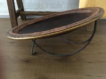 Magnifique bol en poterie asiatique sur pied, déco